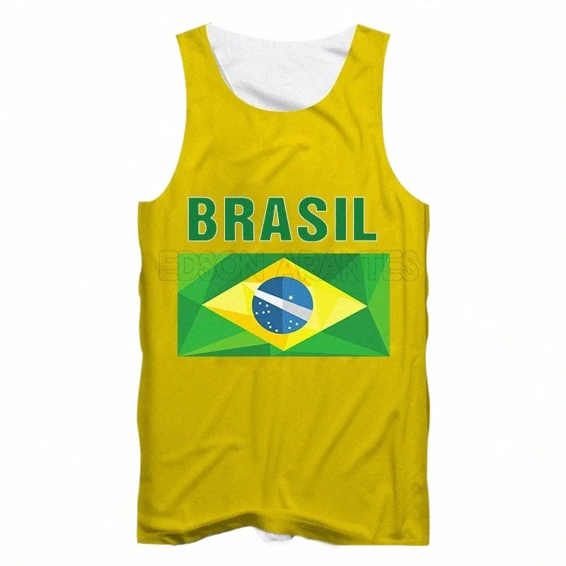 Heiße neue Brasilien Flagge Unisex Tank Top Sommer Herren Casual Tanks Fi Brasil 3DPrint Sleevel Gym Workout Weste Angepasst S-6XL h37n #