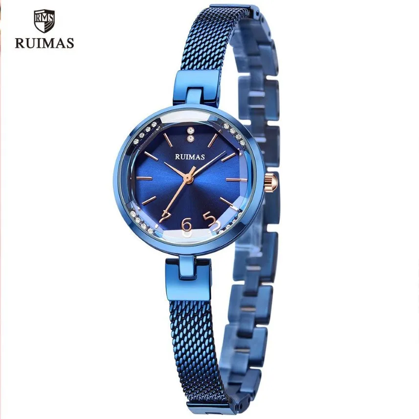 RUIMAS Women's Simple Analog Blue Watches Luxury Top Brand Quartz Watch Ladies Woman Water Resistant Wristwatch Relogio Girl 276e