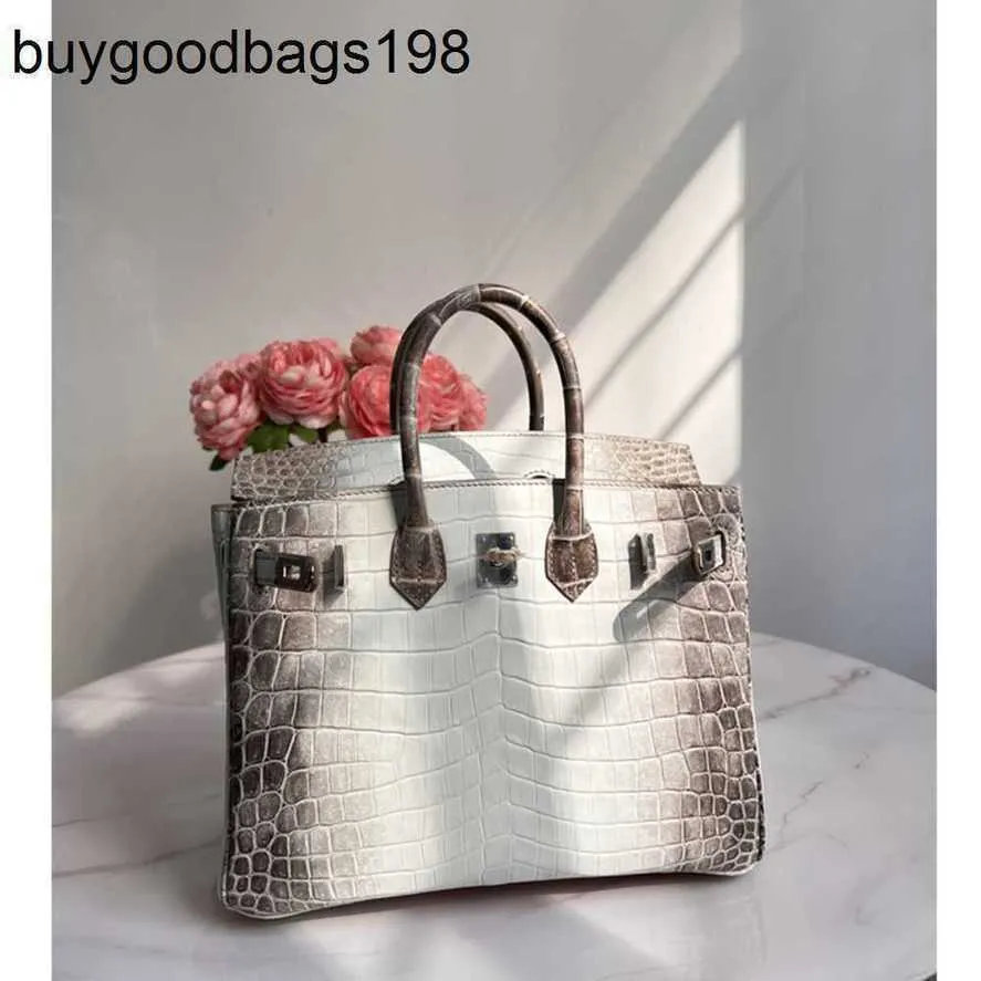 Bolso de diseñador Bolsos del Himalaya Hanlante Importado Cocodrilo del Nilo Platino 25 cm Cuero de tres piezas Hecho para mujer Moda clásica