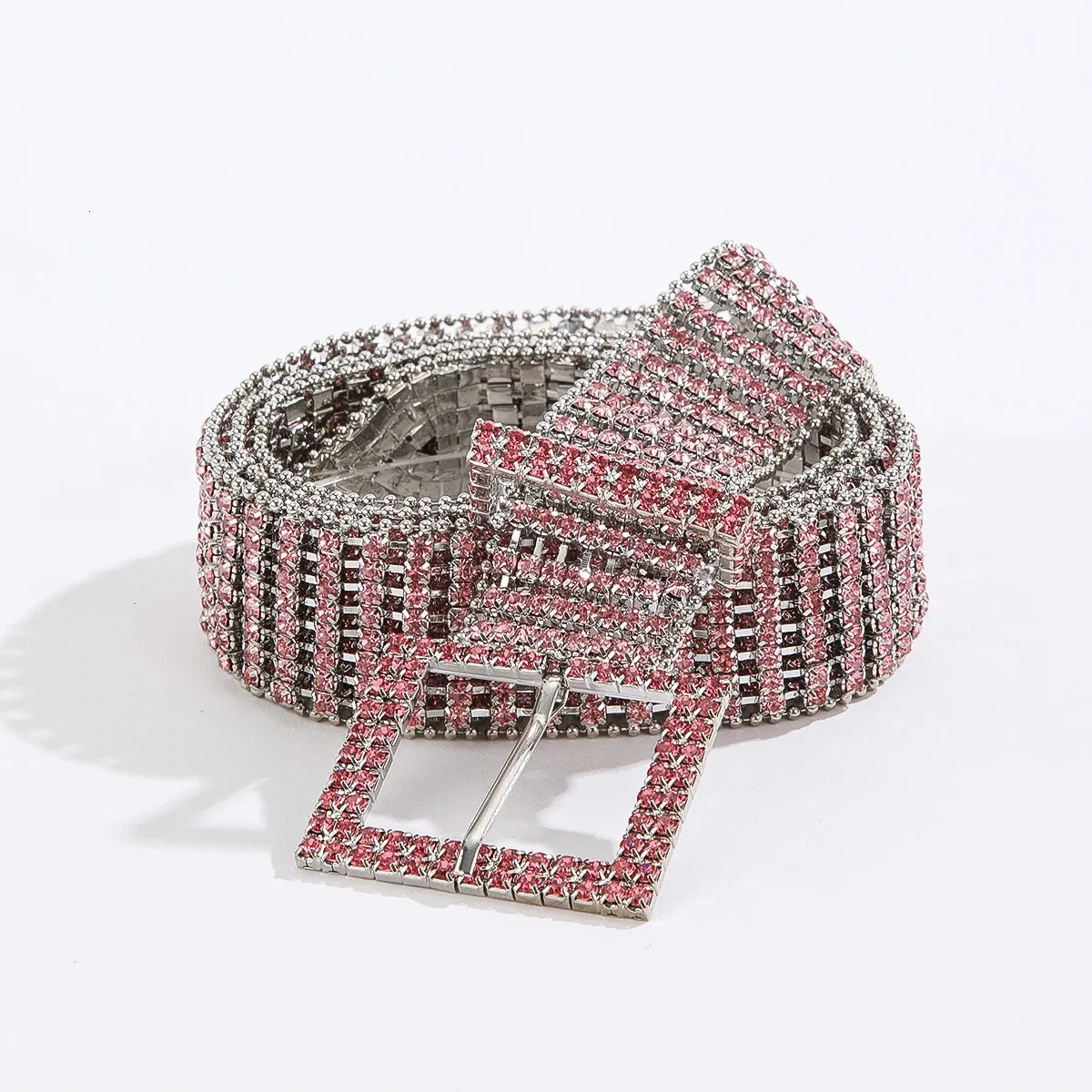 Fashion ceinture 8 rangées en strass roses décor des couleurs de chaîne pour femmes 240318