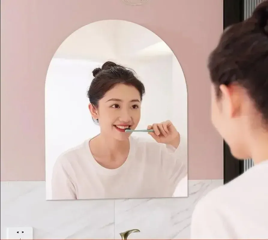 Зеркала Акриловое зеркало, настенное, самоклеющееся зеркало, зеркало для ванной комнаты, бытовое, мягкое мультяшное зеркало специальной формы