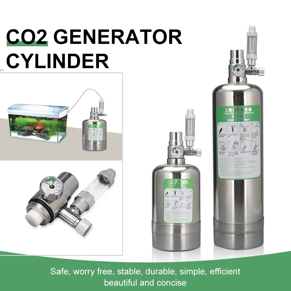 Équipement 1/2L Aquarium DIY Kit de système de générateur de cylindre de CO2 avec électrovanne diffuseur de bulles réacteur de dioxyde de carbone en acier inoxydable