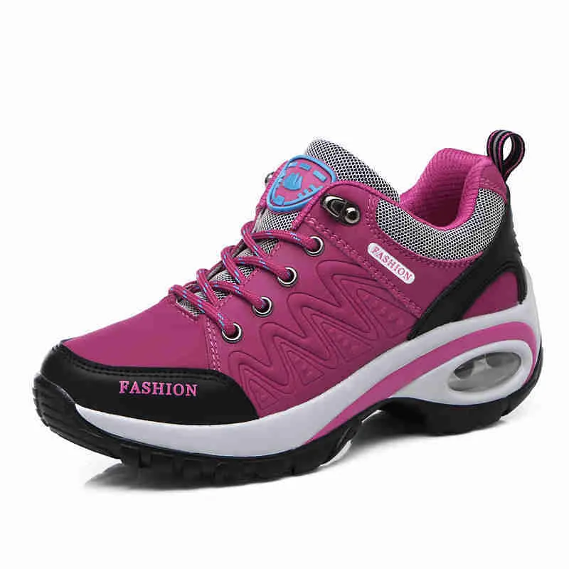 HBP marka olmayan toptan dağ tırmanışı ayakkabıları kadın yürüyüş ayakkabıları açık koşu koşu su geçirmez trekking ayakkabıları