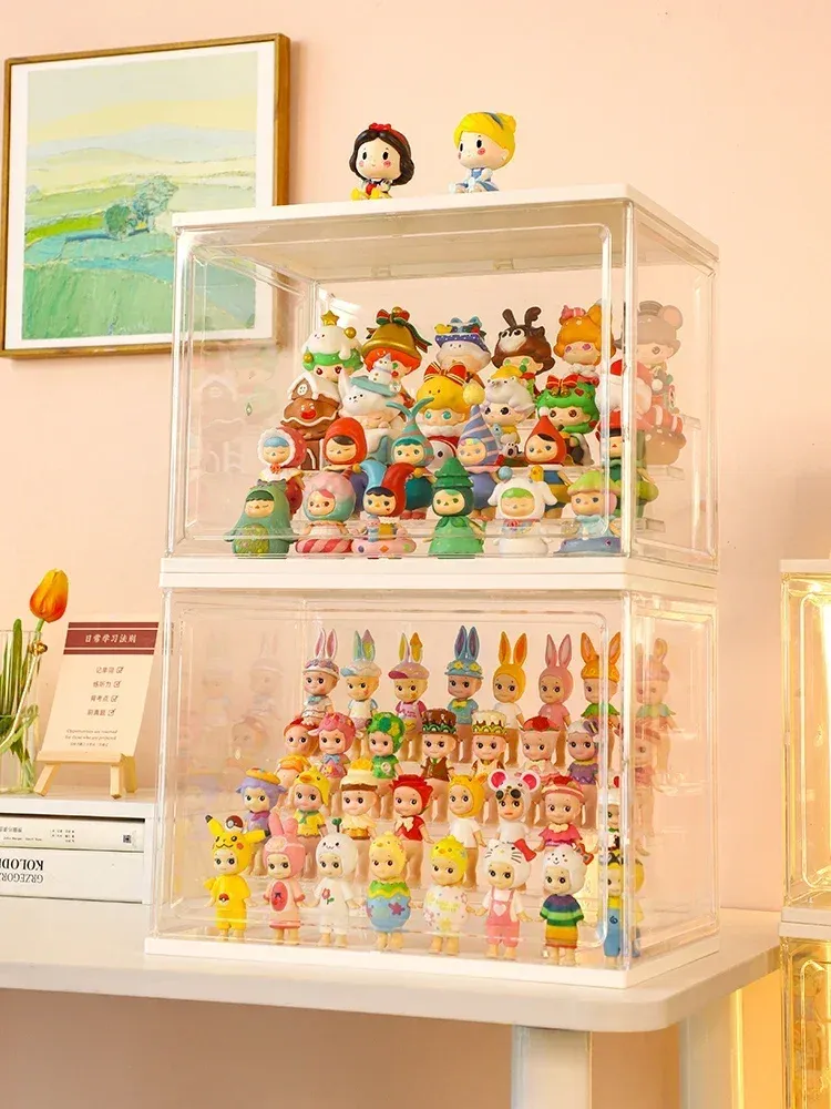 Bins Large Capacity Mystery Box Showcase Collectible Figures Display Stand Case Dustproof Jasmine Bubble Matt Doll Toy Organizer Box