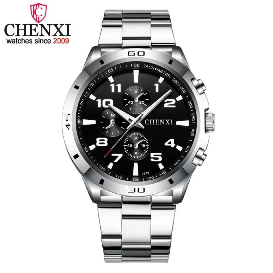 Chenxi Brand Top Original Men Watchesファッションカジュアルビジネスオスの腕時計ステンレス鋼製クォーツマンウォッチRelogio Masculino284a