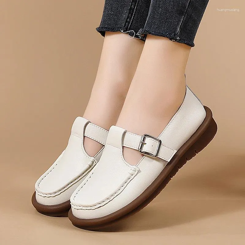 Casual Shoes 2024 Women Flat Fashion College Style Mary Jane Trend And Versatile Comfortable Soft Leather Shoe