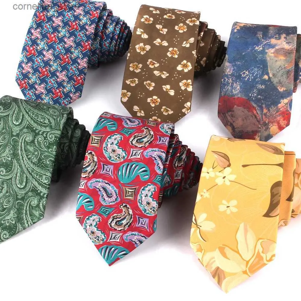 Krawatten Krawatten Neue bedruckte Blumenkrawatte für Männer und Frauen, dünne Krawatte für Party, Business, Freizeit, bedruckte Krawatten, IC-Anzug, schmale Krawatten für Erwachsene, Y240325