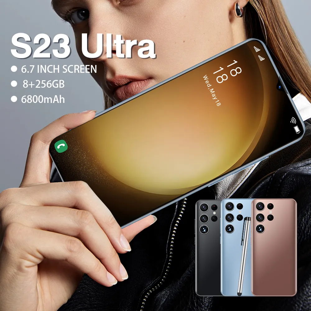 2024 7,3 polegadas Full Touch Screen S23 Ultra 5G Celulares 4G Celulares Original Facial Desbloqueado Octa Core Smartphone Celular Câmera Fone de Ouvido Bob-Seller 1 TB