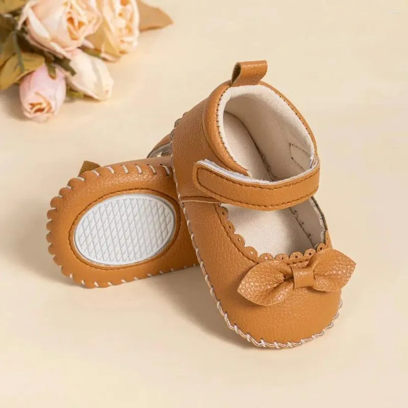 Primi camminatori KIDSUN Neonate Scarpe da culla per bambini Ballerine Suola morbida in gomma Battesimo Nato Bowknot Abito da sposa da principessa