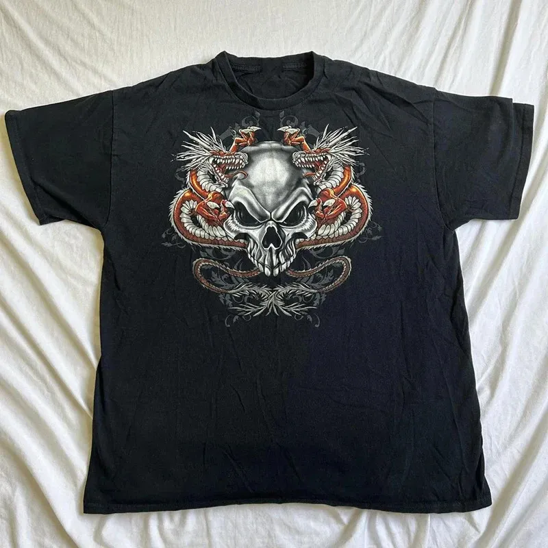 Cyber Grunge Y2K Star Skull Print Graphic shirt with t shirt Cyber Grunge Y2K Star Skull Print Graphic shirt with t shirt