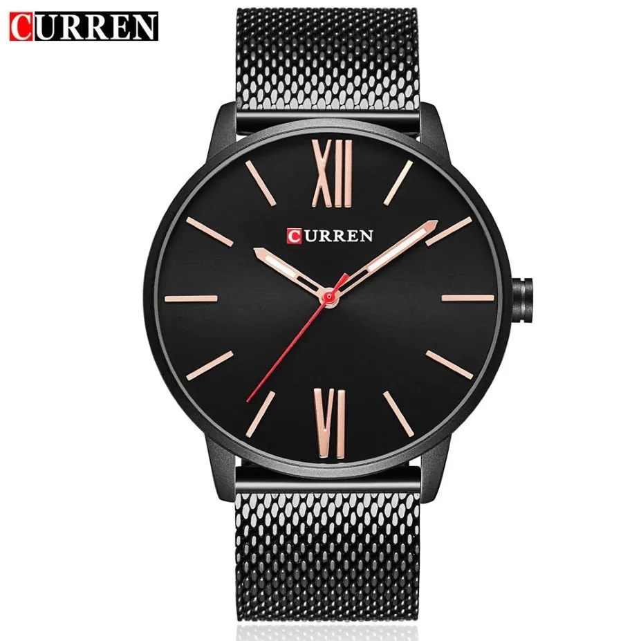 Guarda Curren Simple Big Dial Ultrathin Fashion Business Men Watch Full Steel Quartz Male Clock Reloj Hombre Montre Homme202M