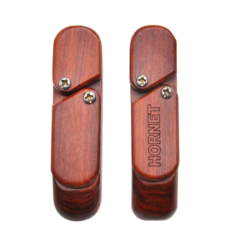 HORNET Natural Wood Smoking Pipes With Storage Container Case 80MM Folding Wooden Tobacco Herb Pipe Handmade Smoking Hand Pipe Smoking Accessories