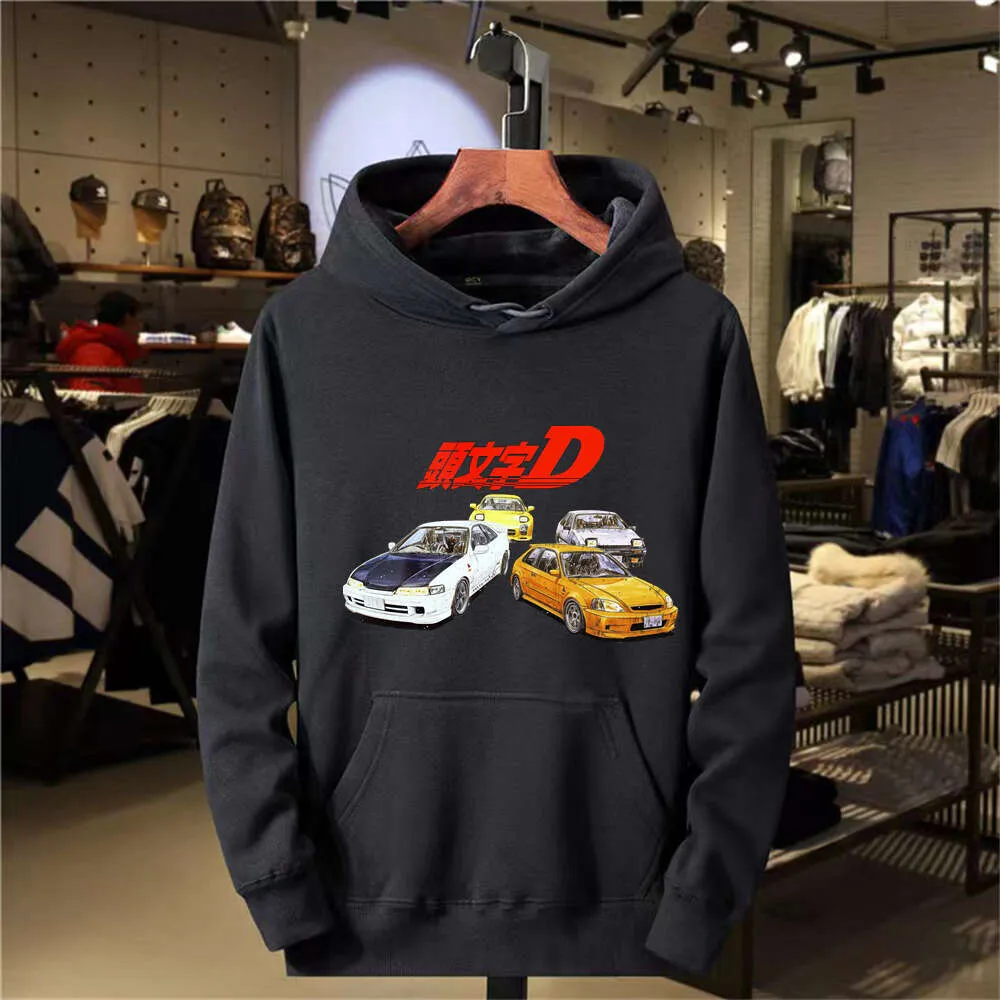 Initial D Racing Sports sweat à capuche homme automne manches longues sweat à capuche à capuche noir gris vêtements de sport