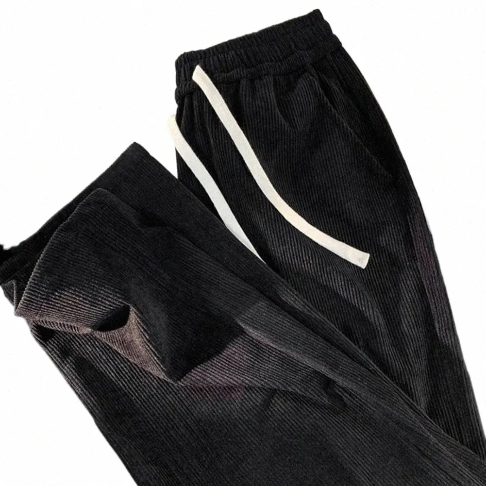 Koreańskie luźne proste spodnie dresowe dla mężczyzn workowate spodnie z talią sznurkową idealną do sportu i treningu p3vi#