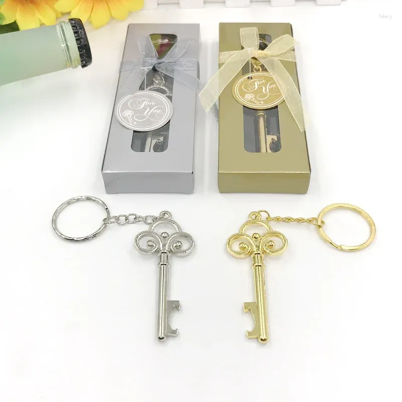 Faveur de fête 5/6 pcs porte-clés or/argent dans une boîte-cadeau porte-clés portable ouvre-bouteille parfait pour le retour de la douche nuptiale de mariage