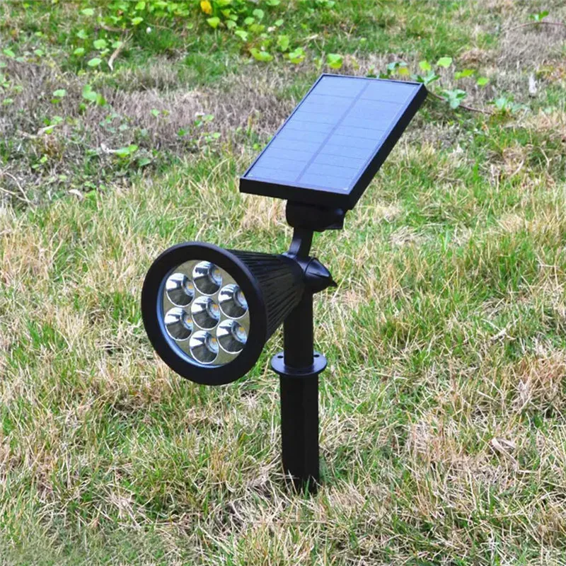 Solar Spotlight Lawn Flood Light Outdoor Garden 7 LED Adjustable in 1 Wall Lamp Landscape Light for Patio Decor