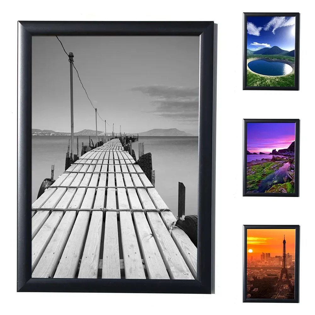 Frame 21*29.7 CM Black Simulation Wood Table Wall Photo Frame Hardboard Back with Glass For A4 Photos Picture Certificates Album Decor