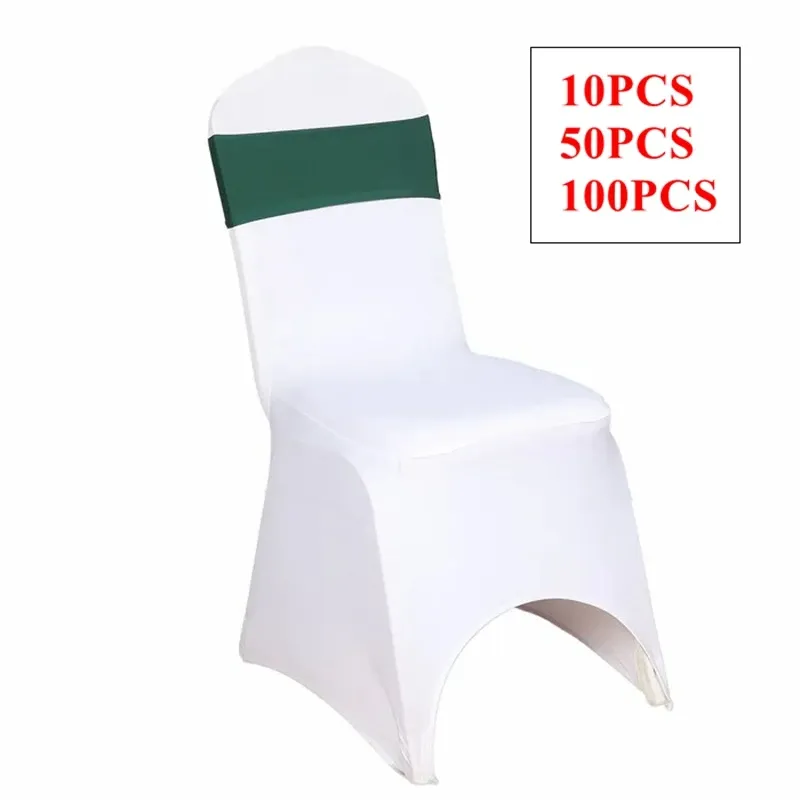 Ceintures de chaise en Lycra monocouche vert foncé, en Spandex, avec nœud, housse de chaise, pour mariage, événement, fête, décoration de noël