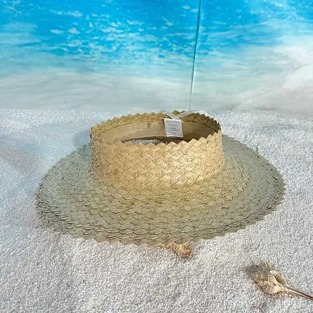 Szerokie brzegowe czapki wiadra kapelusze nowe mody słomki kapelusz słoneczny letni plaża bez korony słomek kapelusz słomy hawajski wizjer J240325
