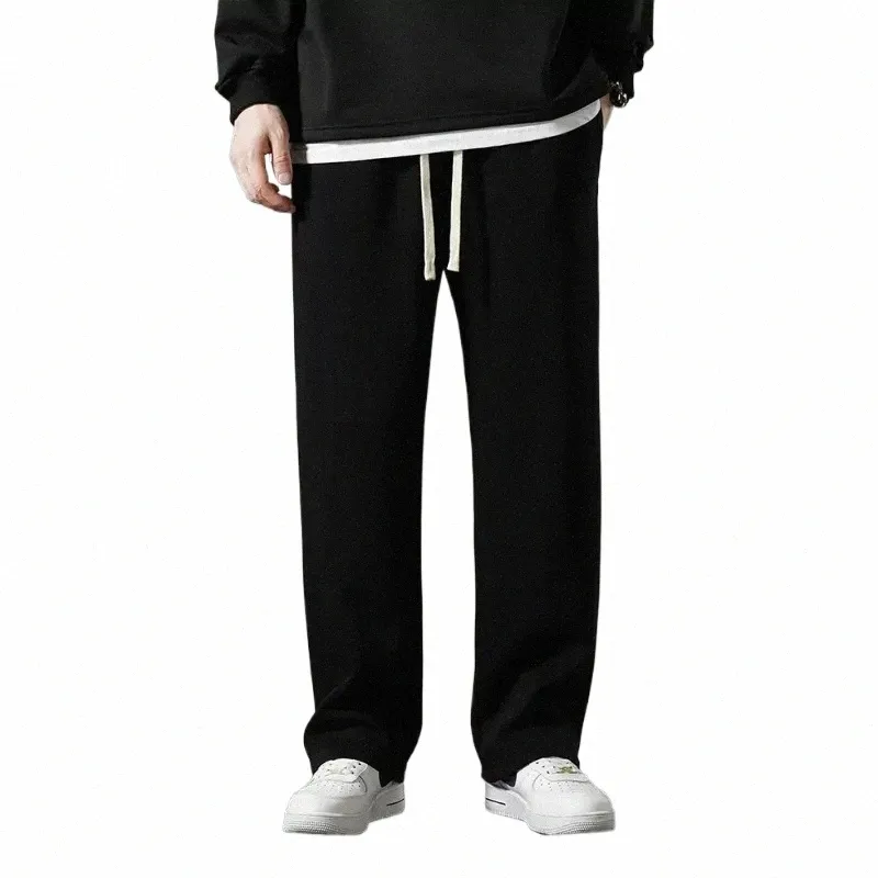 Erkekler Yeni Kış Erkekler Sweatpants Polar Liner Spor Giyim Kalın Sıcak Düz Rahat Track Pantolon Erkek Termal Veet Pantolon K6C0#
