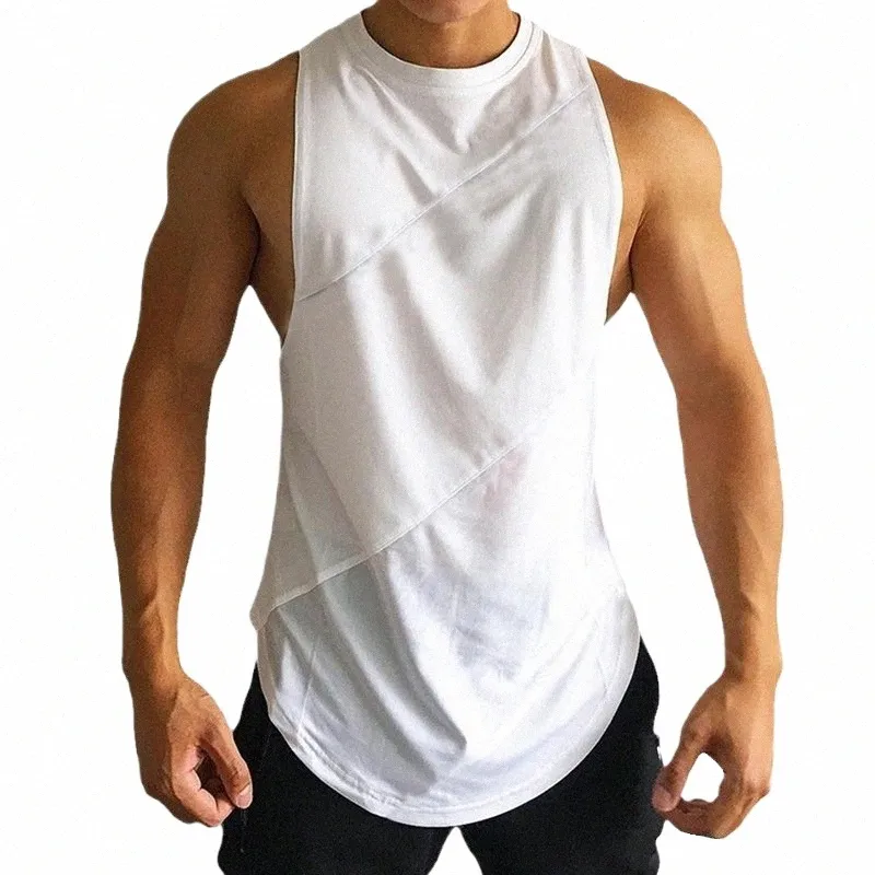 Nowe kulturystyki sportowe topy z czołgami Męskie siłownia Fitn Trening Shirt Męski Stringle Singlets Summer Casual Loose Undershirt x3i1#