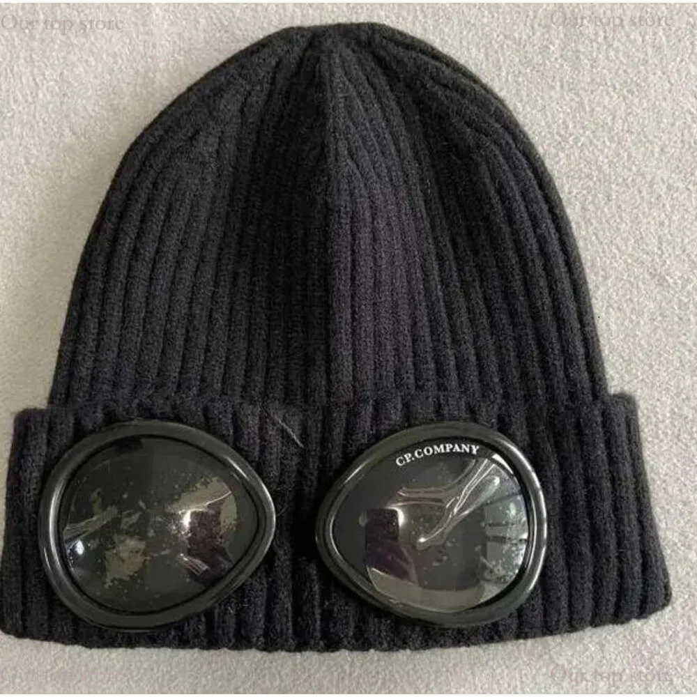 Cp compagny designer duas lentes óculos de proteção dos homens chapéus de malha crânio bonés ao ar livre feminino inverno preto cinza bonnet 934