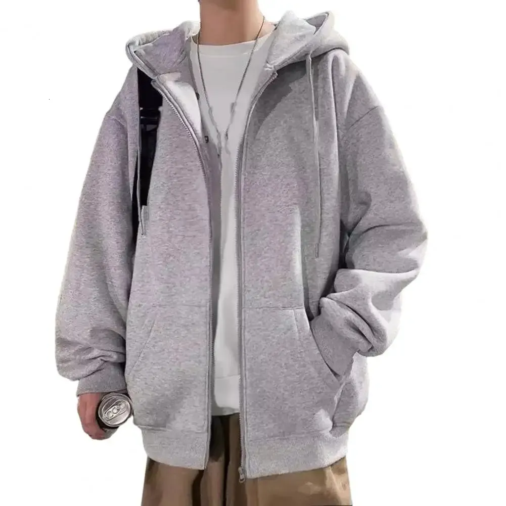Sudadera Con Capucha Y Cremallera Para Hombre, Color Gris Oscuro, Talla XL, Corte Ajustado, Para Otoño/invierno