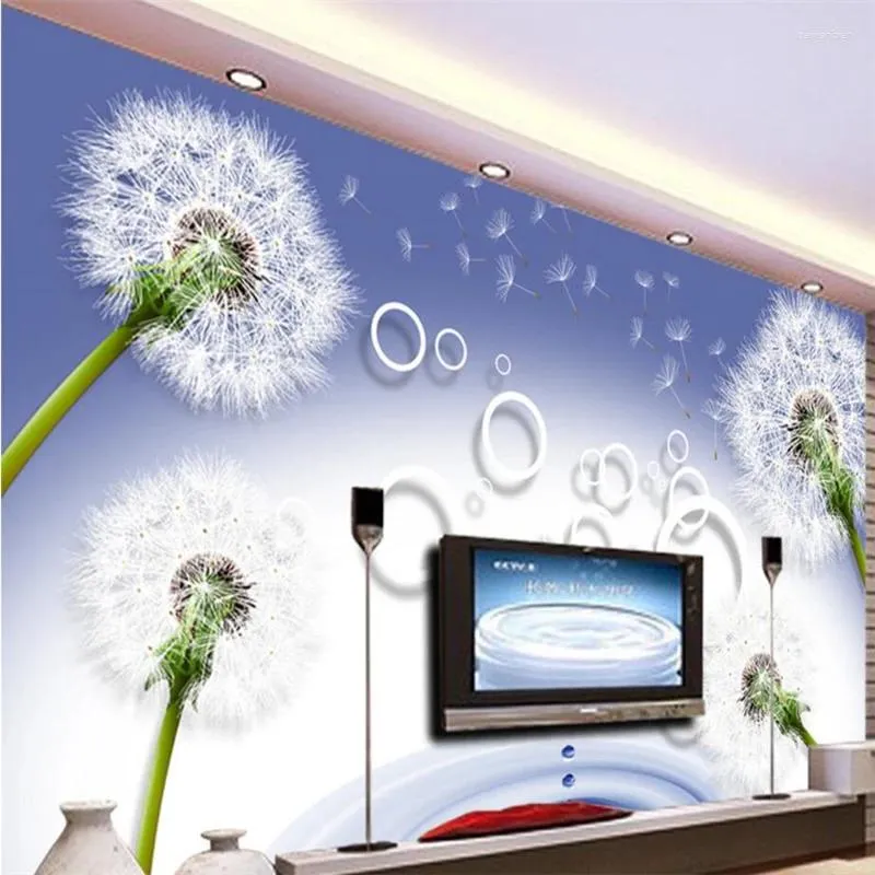 Fonds d'écran Wellyu Papel De Parede 3d Papier Peint personnalisé rêve pissenlit cercle TV Papiers peints décor à la maison Papier Peint Behang