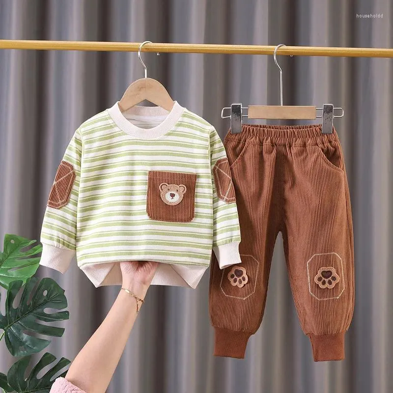 Ensembles de vêtements Toddler Boys Turnits 2024 Spring Baby Boy Clothes 1 à 2 ans Cartoon décontracté T-shirts à manches longues à manches longues