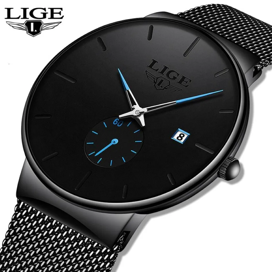 Lige Mens Watches Top Luxury Brand Men Fashion Business Business WatchカジュアルアナログQuartz Wristwatch防水時計Relogio Masculino C270F