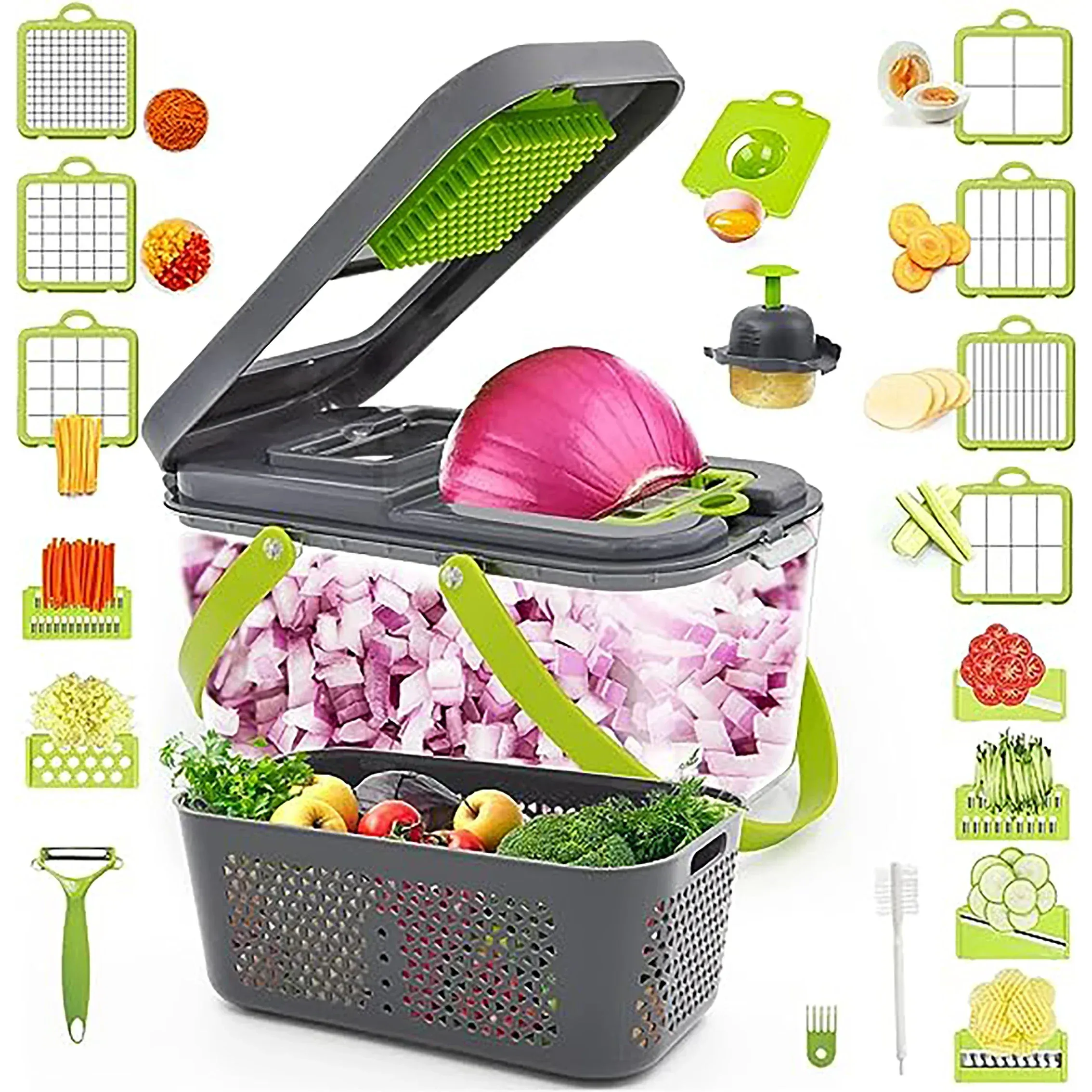 Strumenti 22 in 1 tagliaverdure multifunzionale affettatrice per frutta trituratori di carote e patate grattugia per cipolla tritatutto per aglio gadget da cucina