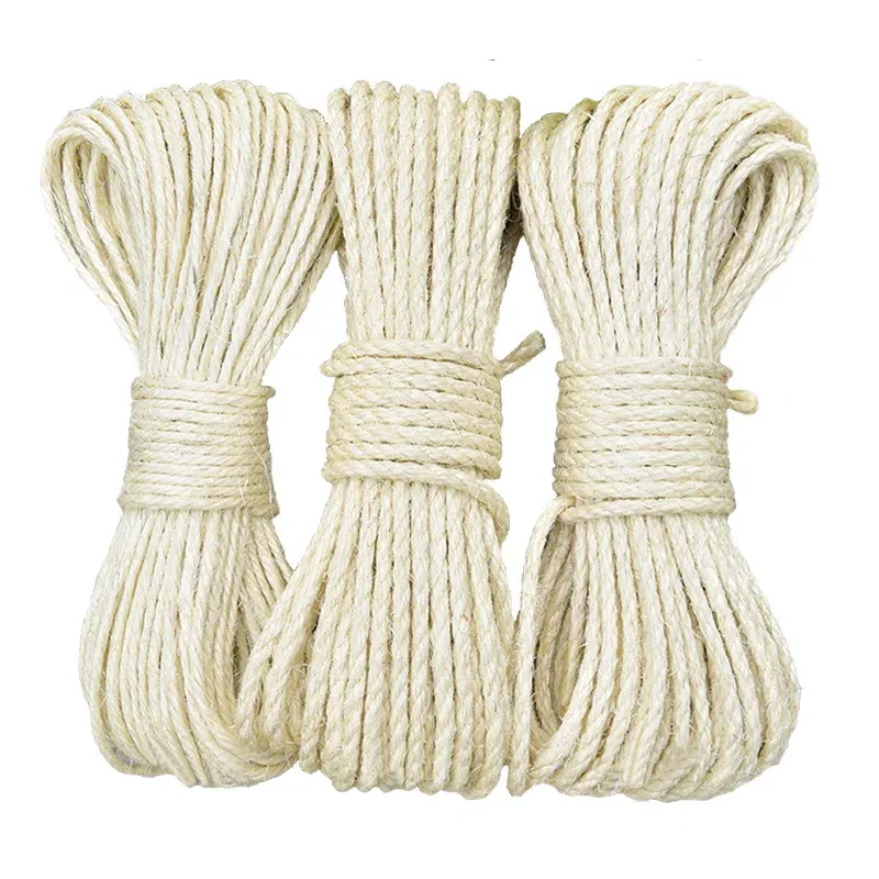 Toys corda de sisal branca para gato Cat Cat Scratcher Rape para gatos arranhões de garras de garra Proteger móveis CATOS ROPE TROOBO 4MM10MMM