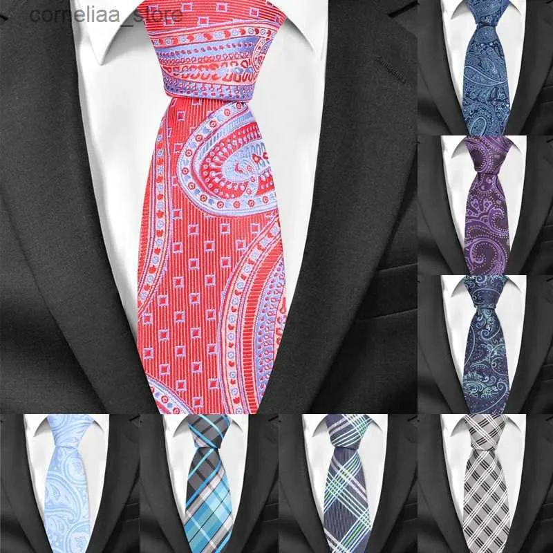 Krawaty szyi krawatowe męskie krawat Paisley IC Nectes for Men Formal Jacquard Poliester Slim Ties na przyjęcie weselne 6 cm Szczędka chudy groom szyja