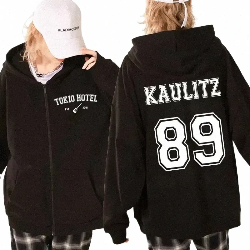 Heren Sweatshirts Anime Hoodie Duitsland Rock Band Tokio Hotel Kaulitz 89 Hoodies Rits Jas Tokio Hotel Grafisch Zwarte Jassen y8rj#