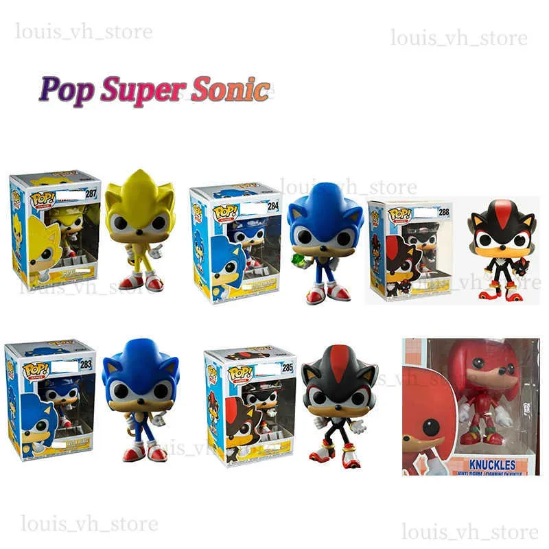 Action Toy Figures Pop Sonic The Hedgehog 284# Special Edition Sonic with Ring Collectable Childrens Model Action Figure Toy for Gifts T240325