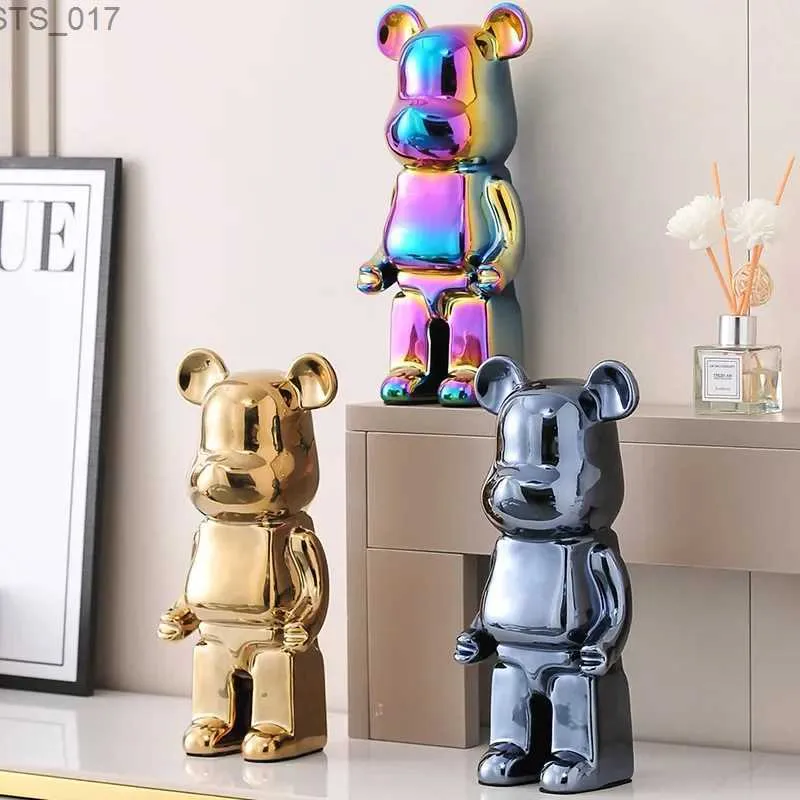 Nieuwigheid 28 cm Bearbick Figuur Standbeeld Keramische Gewelddadige Beer Mode Desktop Decoratie Bearbick Figuren Luxe Woonkamer DecoratieL2403