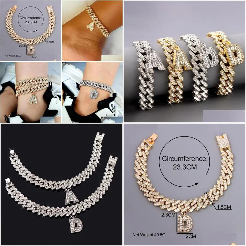 Anklets Mm DIY Gold Layered Initial Cuban Link Chain Iced Out For Women Anklet Ankle Bracelet Stainless Steel JewelryAnklets