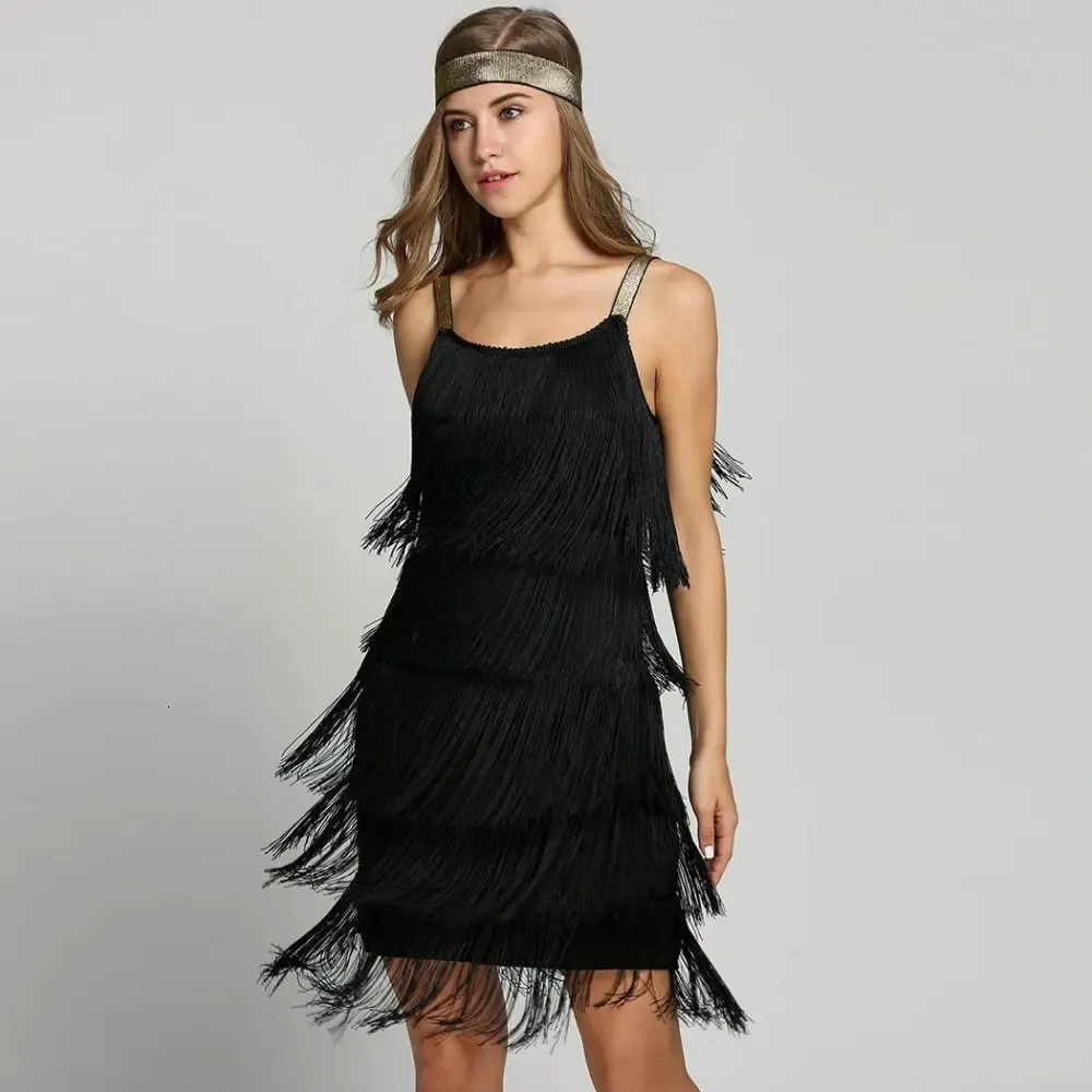 Vestidos vintage 1920s flapper menina fantasia vestido grande gatsby vestido trajes slash neck strappy franja swing vestido de festa feminino 240320