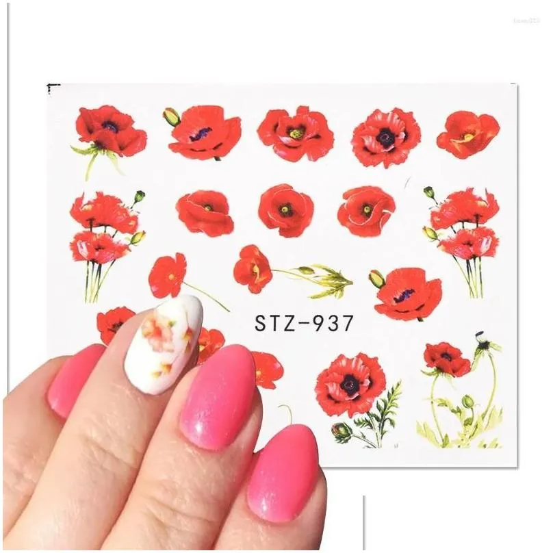 Stickers Decals Nail 1 Pc Flower Leaf Tree Summer Tips Animal Butterfly Tattoo Water Transfer Slider Decal Manicure Art Decoration Dro Dh54Q