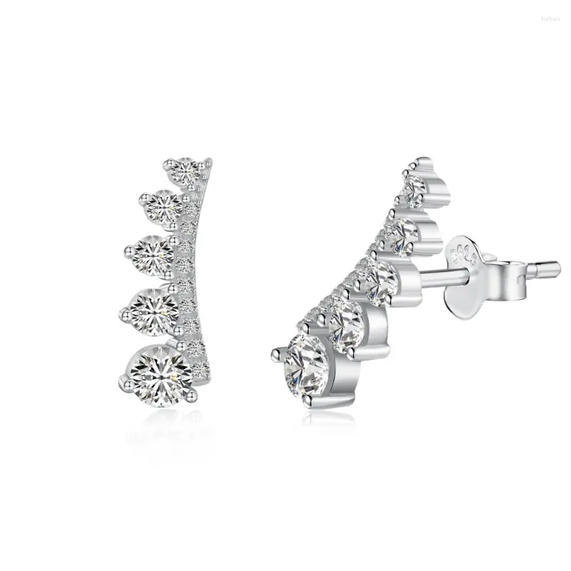 Studörhängen S925 Pure Silverörhängen med zirkonium och symmetrisk design för kvinnor enkla sexiga smycken