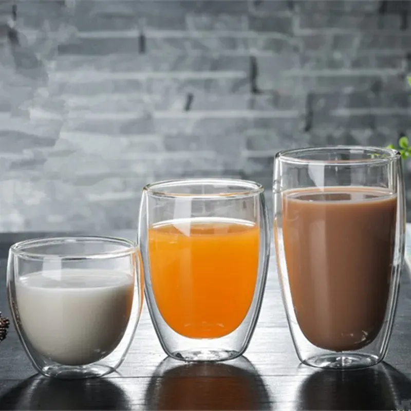 Narzędzia 80/250/350/450 ml Heatresant -podwójna ścienna szklana szklanka Piar Piwo kawy Ręcznie robione zdrowy napój kubek do herbaty przezroczyste naczynia napoje