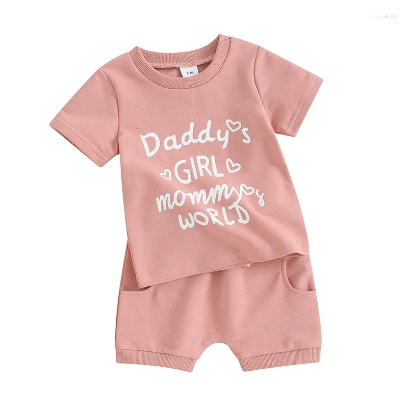 Ensembles de vêtements pour bébés, tenue d'été pour bébés filles, vêtements pour papa, mamans, chemise et short, ensemble à manches courtes, haut pour nourrissons