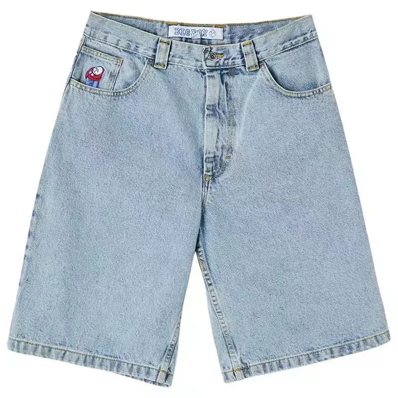 Jeans masculinos streetwear grande menino y2k calças hip hop desenhos animados gráfico bordado baggy homens mulheres harajuku cintura alta calças largas shorts