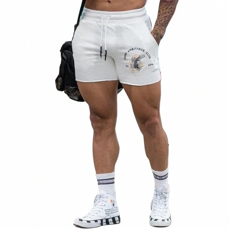 шорты мужские летние Cott повседневные рабочие брюки сплошной цвет на шнурке белые спортивные шорты для бега мужские короткие Homme r5NO #
