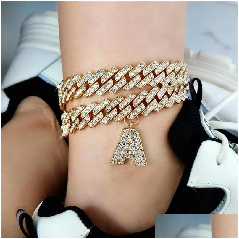 Anklets Mm DIY Gold Layered Initial Cuban Link Chain Iced Out For Women Anklet Ankle Bracelet Stainless Steel JewelryAnklets