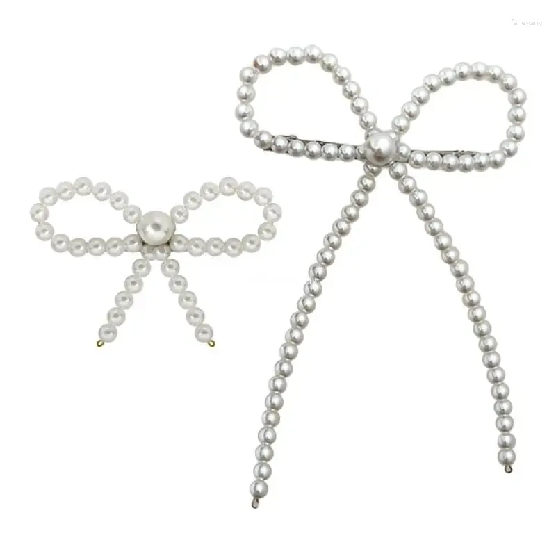 Hårklipp kvinnor flickor bowknot Barrettes Sweet Korean Pearl Bow Hairpin Autumn and Winter Side Bang Dropship