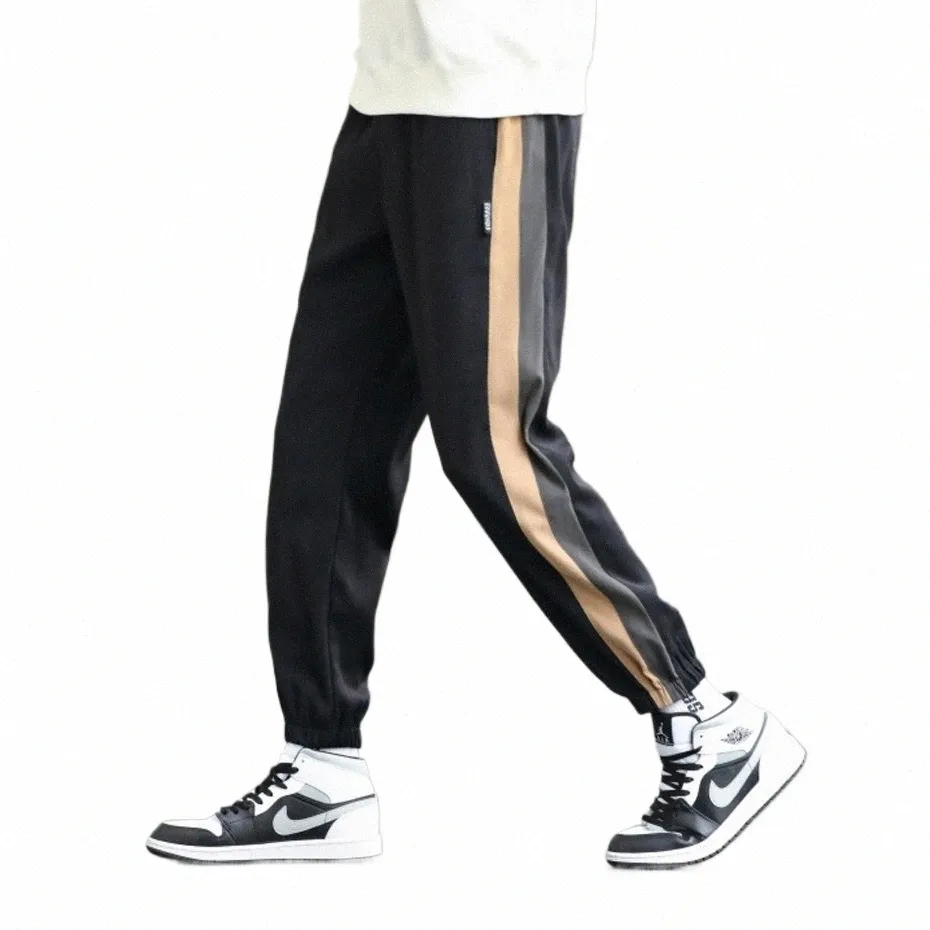 plus Size 9XL Ankle-length Pants Sweatpants Men Jogger Pants Fi Casual Side Striped Patchwork Pants Big Size 9XL q1S1#