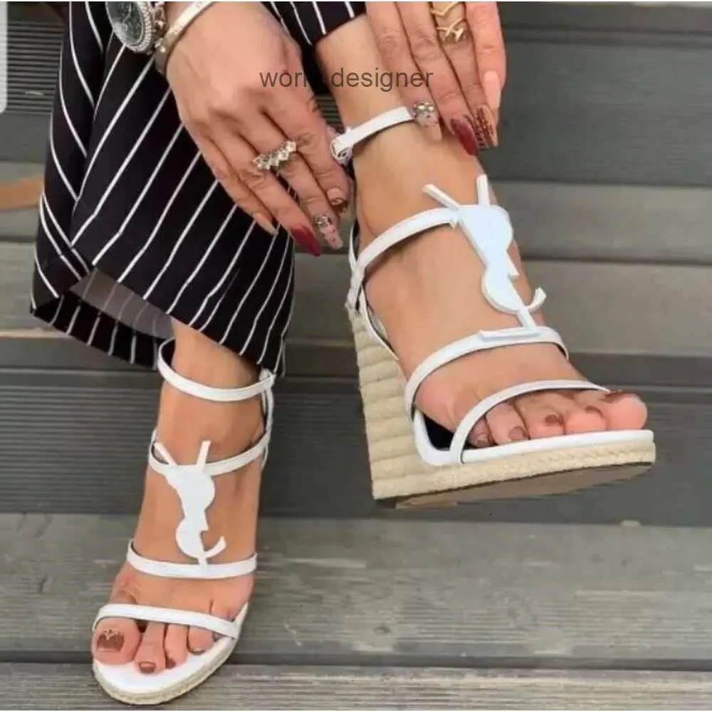 Newst Cassandra Wedge Espadrilles Tasarımcı Sandalet Deri Pompalar Saman Dokuma Ayrılık Ayakkabı Ayakkabı Ayakları Ayakkabı St Ysls Yves Saint Laurant Laurent Вы Kcok