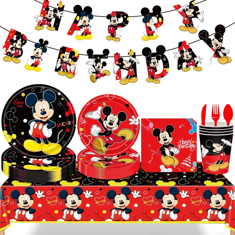 Kaligrafia kreskówka myszy dekoracja sztućca dla dzieci dekoracja przyjęcia przyjęcia Puchar urodzinowy talerz przyjęcia