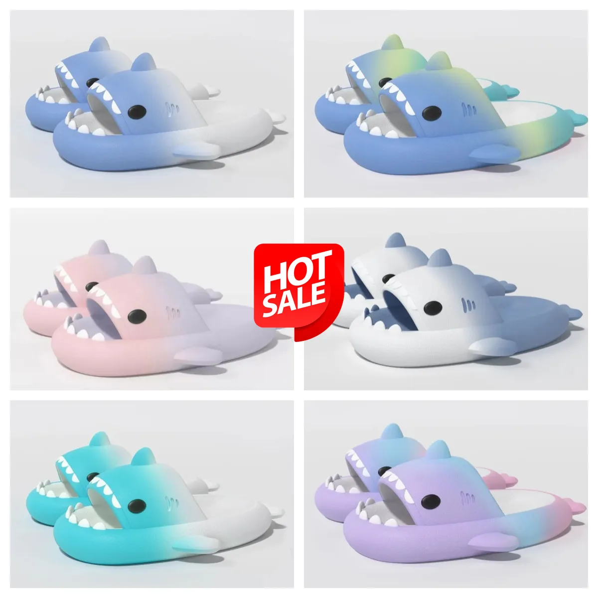 Gai Slippers Хлопковые сандалии прекрасная акула мультфильма мультфильма Shark Комфортная устойчивая простота родитель-кильд-кильдский вес весеннего легкого плавания Eur35-46